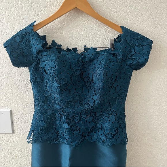 Ricki freeman for Teri Jon Lace Gazar Column Gown size 4 - Picture 2 of 6